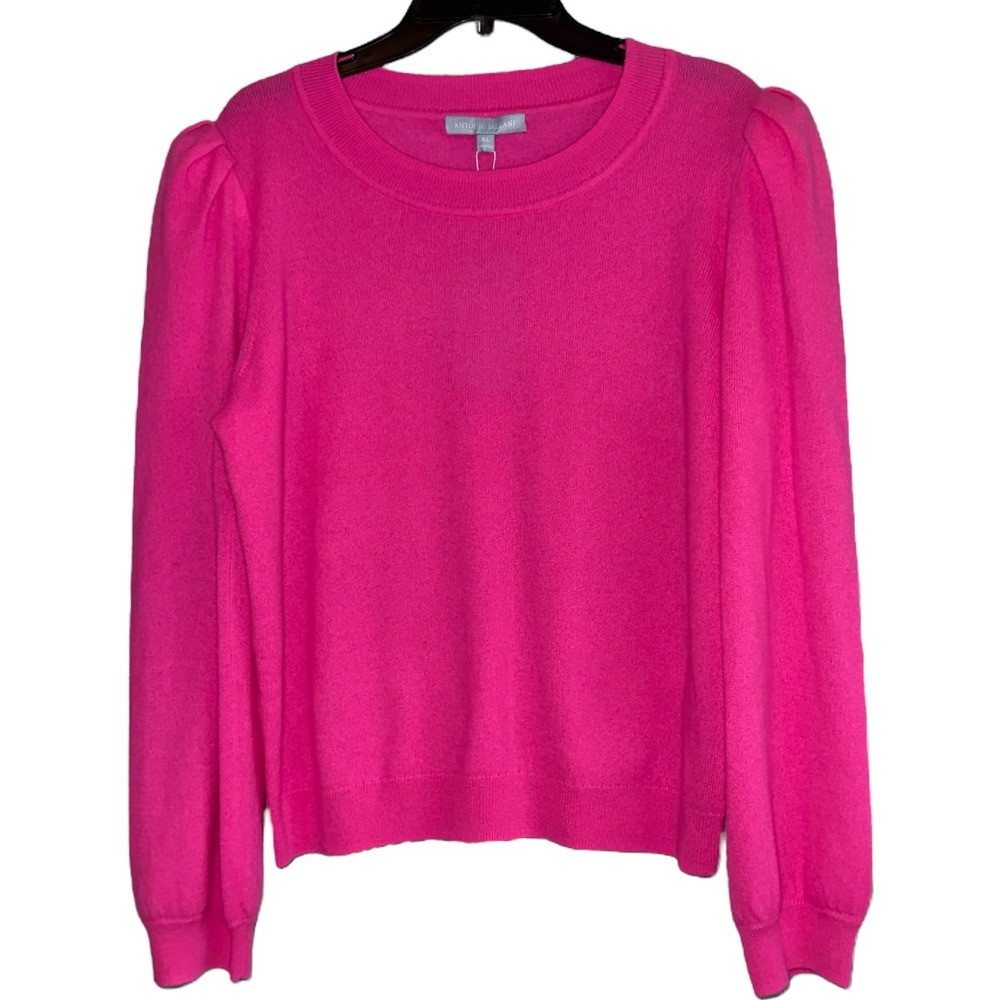 Antonio Melani Womens XL Bright Pink Lisa Puff Sleeve Cashmere Sweater Pullover‎